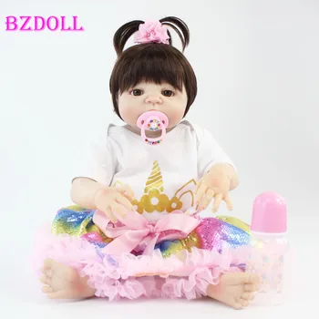55cm Plné Tělo Silikonové Reborn Baby Doll Hračky 22 palcový Vinyl Novorozence Princezna Děti S Unicorn Oblečení Dívky Bonecas Naživu Bebe