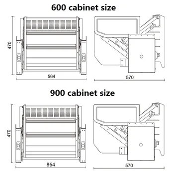 Kabinet vytáhněte koš: double zavazadel, lednička horní skříňka pull-down koše, skříně vyrovnávací paměti výtah pull-down košík stroj