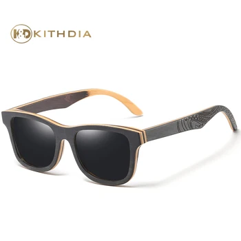 Kithdia TOP Černé Dřevěné Brýle, Ručně vyráběné Přírodní Skateboard Dřevěné sluneční Brýle Muži Ženy Dřevěné Polarizační Brýle S5832