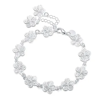 LEKANI 925 Sterling Silver Plné Květina Náramek Pro Ženy, Svatební Zásnubní Večírek Jemné Šperky