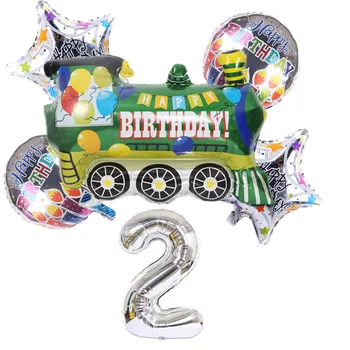 0-9 Happy Birthday Fóliové Balónky Set Vlaku Helium Globos Silver 32