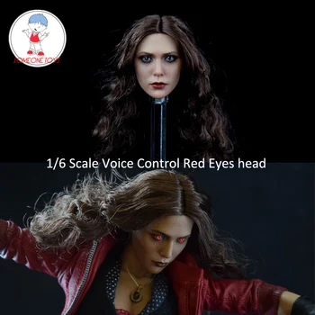 1/6 Scarlet Witch Head Sculpt Červené Oči Hlasové Ovládání Hlavy Elizabeth Olsen Ženské Hlavy Sochy pro 12 Palců Akční Obrázek