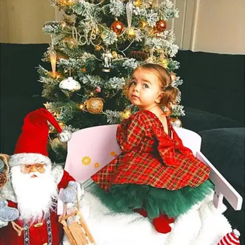 1-6T Vánoční, děti, Dítě, Dívka, Princezna Šaty Elegantní Formální Party Průvod Roztomilé flitr Šaty Xmas Kojence Bowknot zkontrolovat Vestidos