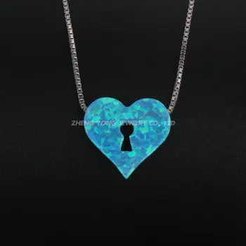 1 Kus Romantické Opál Náhrdelník Přívěsek Heart Lock Design Náhrdelník Ženy 925 Sterling Silver Náhrdelníky Ženy Opál Šperky