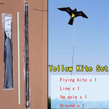 1 Sada Hawk Kite s 5m Tyč - Emulace Létající Pták Odpuzovače Jízdy Pták Odpuzující pro Zahradní Strašák Dvoře Pták Repeller