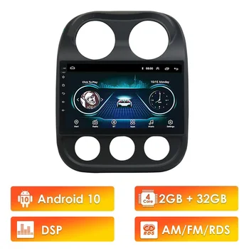 10.1 Palcový Android 10 RDS, DSP 2 Din Auto Multimediální Přehrávač Pro JEEP Compass 2009-2016 Navigace GPS, Stereo