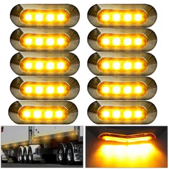 10 Ks Amber SMD 4 LED Auto Boční Obrysové Světlo, světlá Svítilna Trailer 12V 24V, Vysoce Kvalitní ABS A Nové Auto Světla