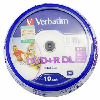 10 Kusů Pro Verbatim prázdné printable DVD+R DL 8X Dual Layer 10 Disků DVD +R dl 8,5 GB s originální dort box
