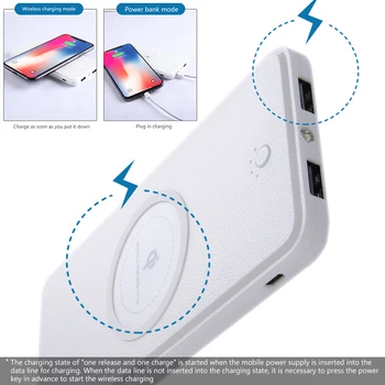 10000mAh Power Bank QI Bezdrátová Nabíječka Rychlé Nabíječka Externí Baterie Ultra-tenký Powerbank LED Světlo Dual USB Pro iPhone Xiaomi