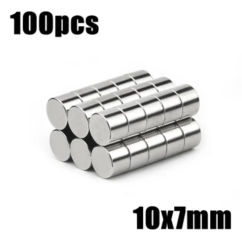 100ks 10x7mm Super Silný Silný Hromadné Malé Kulaté Neodymové NdFeB Kotoučové Magnety Dia 10mm x 7 mm N35 Vzácných Zemin NdFeB Magnet
