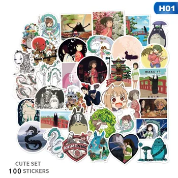 100ks Manga Miyazaki Hayao Klasické Anime Film, Samolepky, Hračky pro Děti, Mobilní Telefon, Notebook, Zavazadla Skateboard Art Obtisk Samolepky