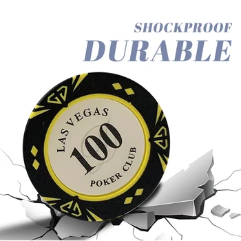 100KS/SET Las Vegas poker žetony Casino Baccarat Diamond hrabla Design Clay Poker Chip Vnitřní Kovové s Čalouněním Nálepka LasVegas