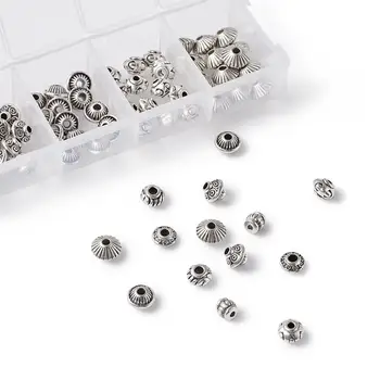 105pcs/box Slitiny Distanční Korálky pro Náramky DIY Výrobu Šperků Stříbrné Barvy Smíšené Tvar 5-7.8x4.5-7.5 mm Otvor: 1-3mm