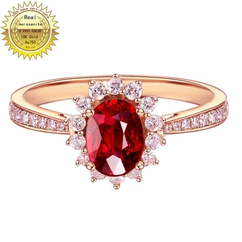 10K Zlatý prsten Laboratoře Vytvořili 2ct Ruby a Diamantový Prsten Moissanite S národní certifikát Ru-013