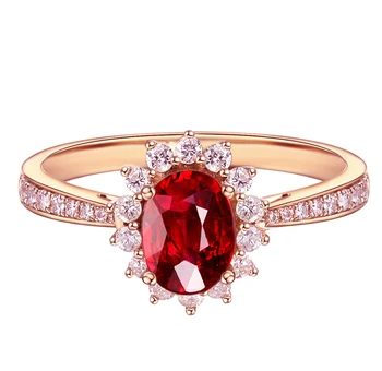 10K Zlatý prsten Laboratoře Vytvořili 2ct Ruby a Diamantový Prsten Moissanite S národní certifikát Ru-013