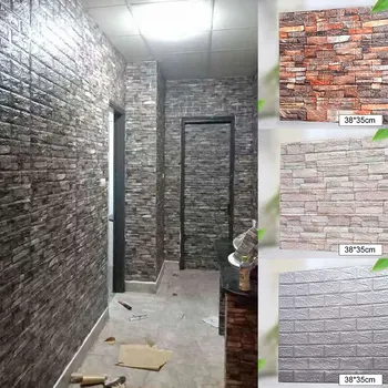 10ks 3D Tří-dimenzionální Zdi Nálepka Pro Obývací Pokoj TV Pozadí Zeď Nálepka samolepící Cihlový Vzor Tapety