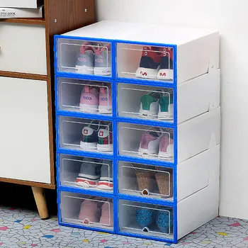 10ks průhledný box na boty zesílená transparentní prachotěsný boty úložný box lze stohovat kombinace botník na boty organizátor
