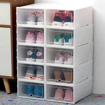 10ks průhledný box na boty zesílená transparentní prachotěsný boty úložný box lze stohovat kombinace botník na boty organizátor