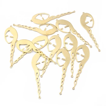 10ks Raw Brass Ženy Abstraktní Lidskou Tvář Hollow Přívěsky Náramek Konektor Pro DIY Šperky Zjištění Náušnice, Náhrdelník Tvorby
