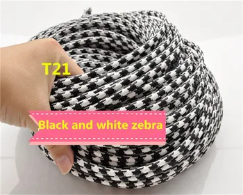10m / lot ích přístrojů černé a bílé 2core 0.75mm2 Textilní Elektrický kabel Barevné Opletené Drátem Tkaniny Pokryté Elektrické Napájecí Kabel