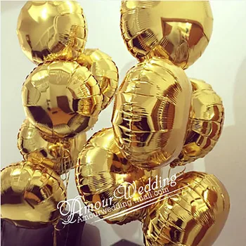 10pcs 18inch Zlata, Stříbra Kolo Fólie Helium Balloon Birthday Party Dekorace, Nafukovací Fólie Koule Svatební Party Decor Dodávky