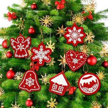 10pcs DIY Diamantový Malování Vánoční Strom Přívěsek Plné Vrtáky Speciální Tvar Diamond Vyšívání Vánoční Dekorace pro Domov