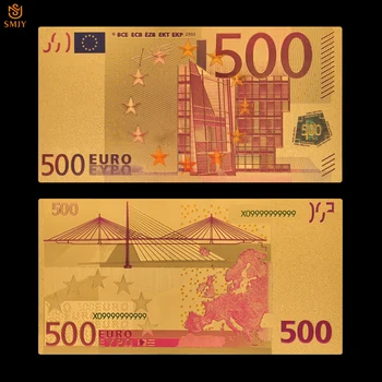 10Pcs/Lot Hot Prodej Barevné Evropskou Měnu 500 Euro Zlatá Fólie, Papírové Peníze Replika Zlato, Bankovky Kolekce A vánoční Dárky