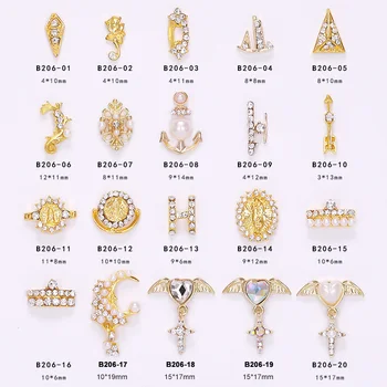 10pcs/lot zlato 3D slitina Nail art Dekorace 3d Pearl Metal Nail Šperky, Nehty Kosmetické Doplňky Japonské Retro Manikúra Kouzlo