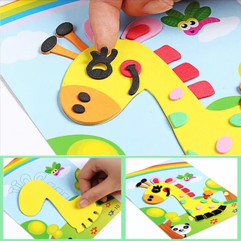 10Pcs/Set Děti DIY Kreslených Zvířat 3D EVA Pěny Nálepka Ručně vyráběné Puzzle Early Learning Vzdělávací Hračky Pro Děti Dárek Řemeslo