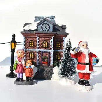 10PCS Vánoční Panenka Figurka House Village hotel se Nachází Osvětlení, Santa Claus, Vánoční Strom, Ozdoby, Nový Rok, Děti Dárek
