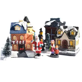 10PCS Vánoční Panenka Figurka House Village hotel se Nachází Osvětlení, Santa Claus, Vánoční Strom, Ozdoby, Nový Rok, Děti Dárek