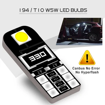 10x T10 W5W LED Auto Žárovka Canbus 194 led pro Peugeot 206 406 508 307 406 3008 Příslušenství Vnitřní Dome Čtení Světla