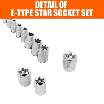 11Pc Žena E Torx Star Socket Nastavit Železniční E4 - E20 Vnější Hvězdičkový Točivý moment Socket Set