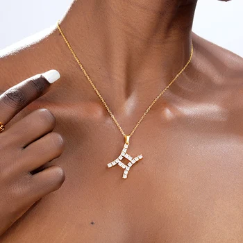 12 Znamení Zvěrokruhu Souhvězdí Přívěsky Náhrdelníky Pro Ženy, Muže Zirkon Náhrdelník Náhrdelník Módní Šperky Dárek K Narozeninám Bijoux Femme