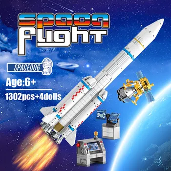 1202pcs Města Technické Aerospace Raketa Stavební Bloky Tvůrce Vojenský Prostor Launcher Astronaut Obrázek Cihly Hračky