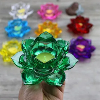 120mm Quartz Crystal Lotus Flower Řemesla Skleněné Těžítko Fengshui Ozdoby, Figurky Domácí Svatební Party Dekor Dárky Suvenýr