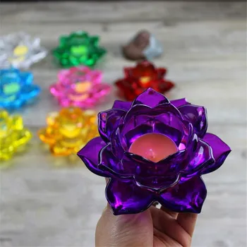 120mm Quartz Crystal Lotus Flower Řemesla Skleněné Těžítko Fengshui Ozdoby, Figurky Domácí Svatební Party Dekor Dárky Suvenýr