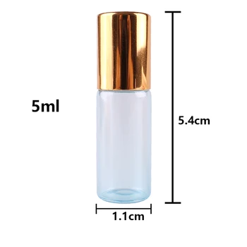 12ks 5ml Modrý Esenciální olej pearl pokovené Sklo Roll na Láhve z Nerezové Oceli Roller Ball pro parfémy, aromaterapie