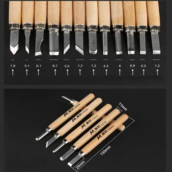 12ks Dřevoryt Nůž řezbářství nástroje DIY Pero ruční nástroj sady dřevoobráběcí nástroje Frézy Vážnější
