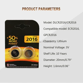 12ks/lot pro DURACELL 3V Lithium Coin Buňky Tlačítko Baterie DL2016 KCR2016 CR2016 LM2016 BR2016 s Vysokou Hustotou Energie