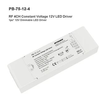 12V 24V LED Driver Stmívatelný 4CH 75W RF 2.4 G Bezdrátové Dálkové Ovládání Stmívání Ovladač pro jednobarevné CCT RGB, RGBW LED Strip Světlo