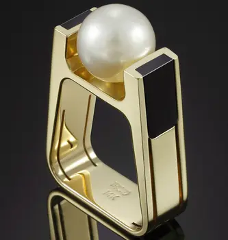 14K Gold Pearl Diamantový Prsten pro Ženy, Muži Náměstí Anillo Svatební Bizuteria 14K Gold Topaz Šperky Bizuteria Módní Drahokam Prsten