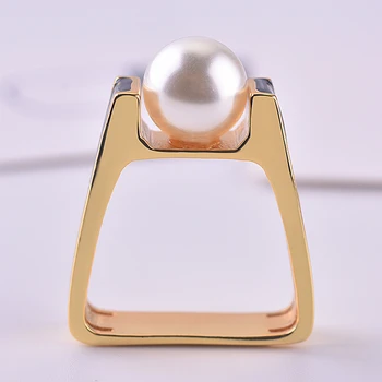 14K Gold Pearl Diamantový Prsten pro Ženy, Muži Náměstí Anillo Svatební Bizuteria 14K Gold Topaz Šperky Bizuteria Módní Drahokam Prsten