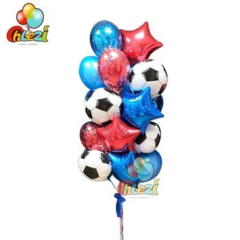 14pcs/lot 18 palcový fotbal Fóliové balónky Modrá Červená Hvězda, helium balloon Birthday party dekorace Konfety Set globos baby sprcha