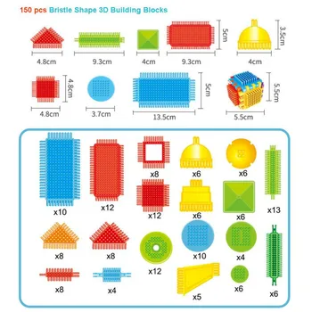 150pcs /120pcs / 100ks Štětina Tvar 3D Stavební Bloky, Dlaždice, Stavební Playboards Hračky, hračky pro děti brinquedos Dárky