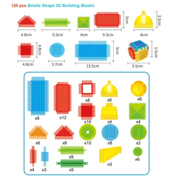 150pcs /120pcs / 100ks Štětina Tvar 3D Stavební Bloky, Dlaždice, Stavební Playboards Hračky, hračky pro děti brinquedos Dárky