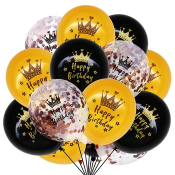 15pcs Happy Birthday Balónek Zlatý Černý Korunu Konfety, Balón 16 18 30 40 50 60 Rok Starý Narozeniny Balón Baby Sprcha Výzdobou