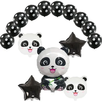 15pcs/set Cartoon Panda Čína Národní Poklad Fólie Balóny, star a 2,8 g latexové Balón děti Birthday Party Dodávky