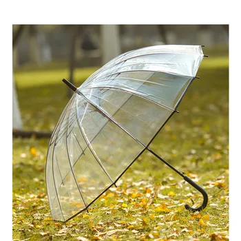 16k Semi-automatické Transparentní Deštník Japonského Stylu Literární Dlouhou Rukojetí Deštník Pár Ochranu Životního prostředí Deštník