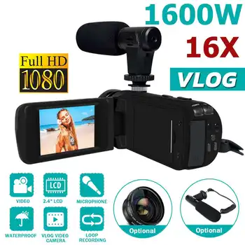 16MP Profesionální 1080P HD Videokamera Kamera Video Noční Vidění 2.4 Palcový IPS HD Kamera 18 x Digitální Zoom Kamera S Mikrofonem